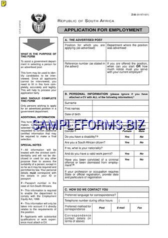 Z83 Application Form pdf free